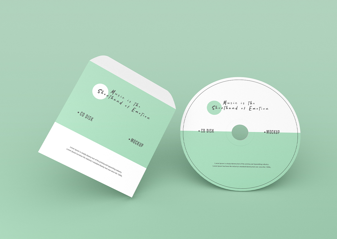 Mockup thiết kế bìa đĩa CD nền xanh lơ  PSD