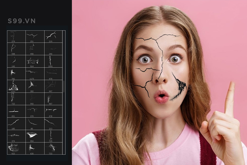 Bộ brush hiệu ứng nứt vỡ cho photoshop