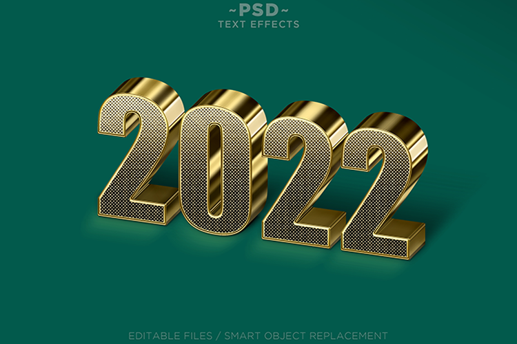 Hiệu ứng chữ 3D PSD màu vàng gold sang trọng