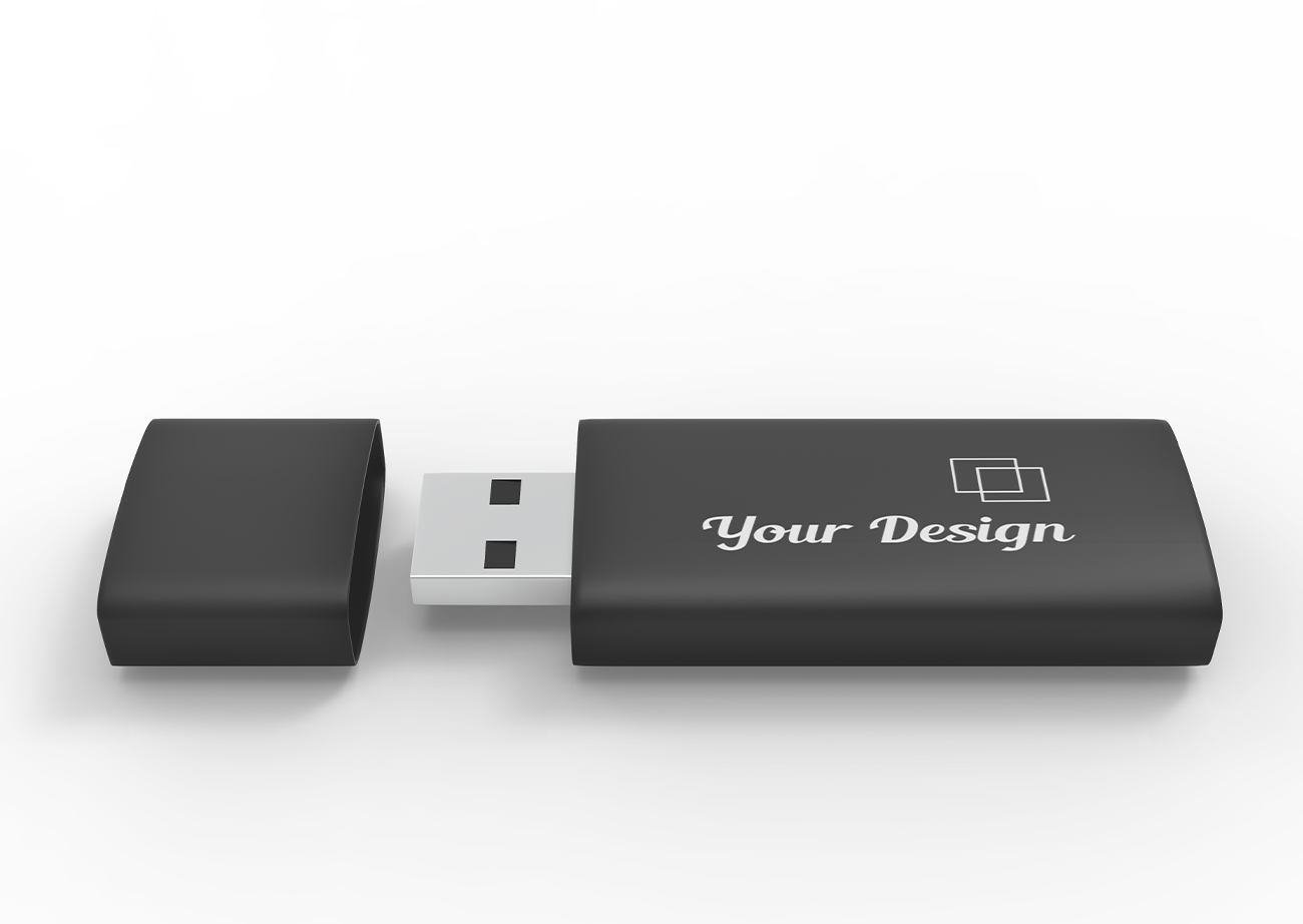 Mockup thẻ nhớ lưu dữ liệu USB màu den PSD