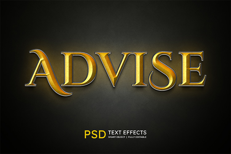 Hiệu ứng chữ 3D PSD cho PS màu vàng gold