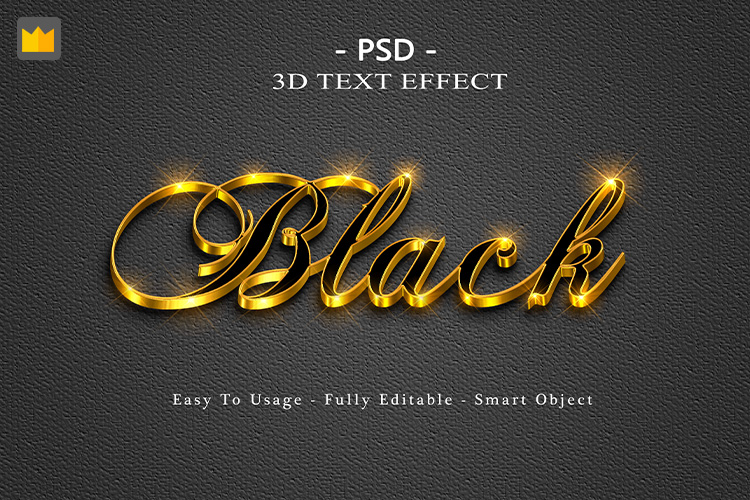 Hiệu ứng chữ 3D PSD màu vàng gold sang trọng