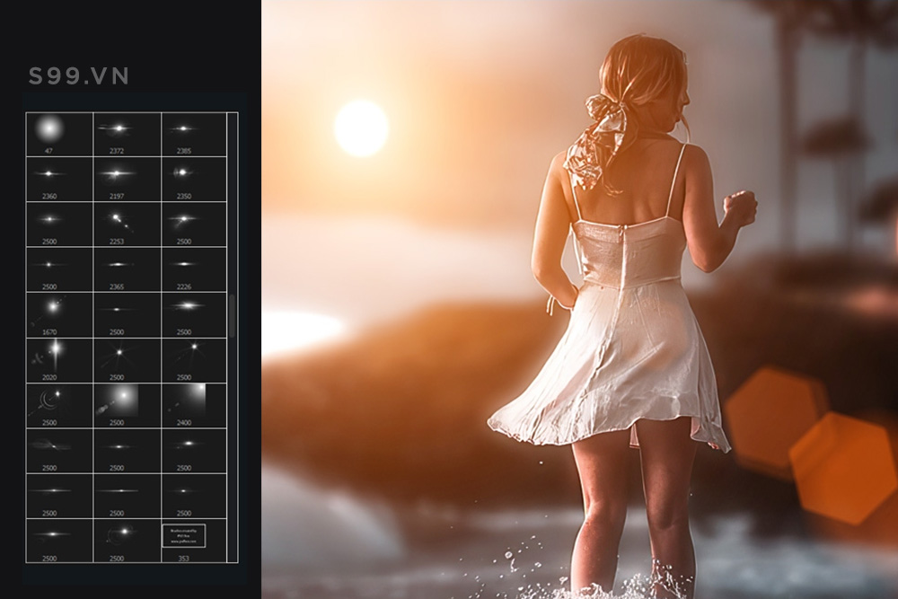 Bộ brush hiệu ứng ánh sáng mặt trời cho photoshop