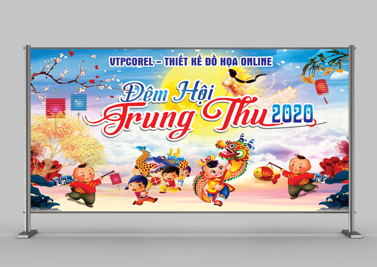 Background trung thu, trăng rằm nền màu xanh dương cho Corel