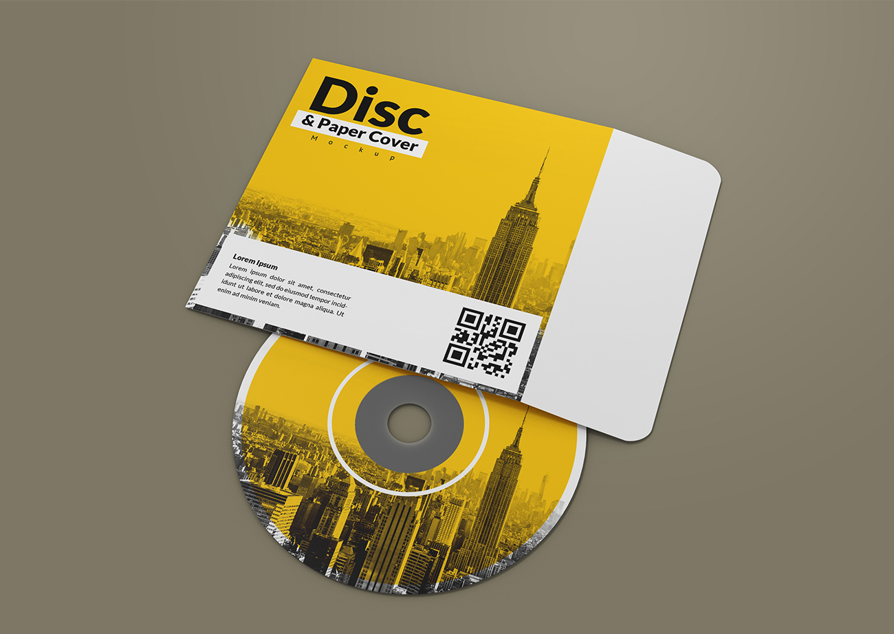 Mockup thiết kế bìa đĩa CD và bìa giấy  PSD