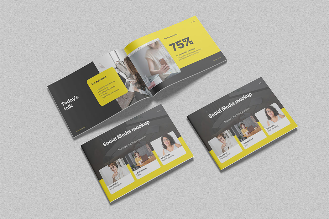 Mockup, phối cảnh catalog PSD khổ a4 mẫu C2