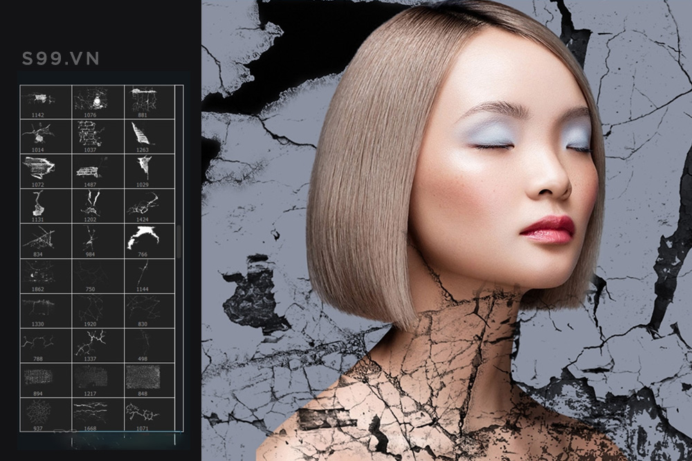 Bộ brush hiệu ứng tường nứt vỡ cho photoshop