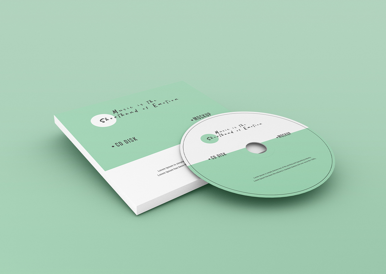 Mockup thiết kế bìa đĩa CD nền xanh lơ  PSD