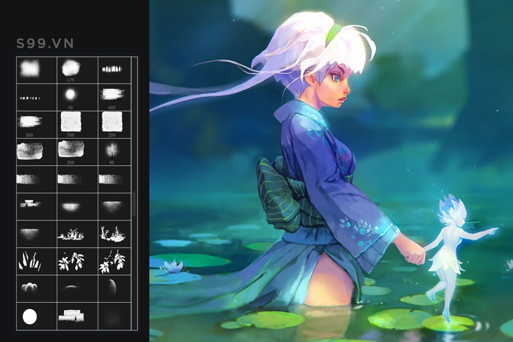 Bộ brush hiệu ứng bút màu nước cho photoshop