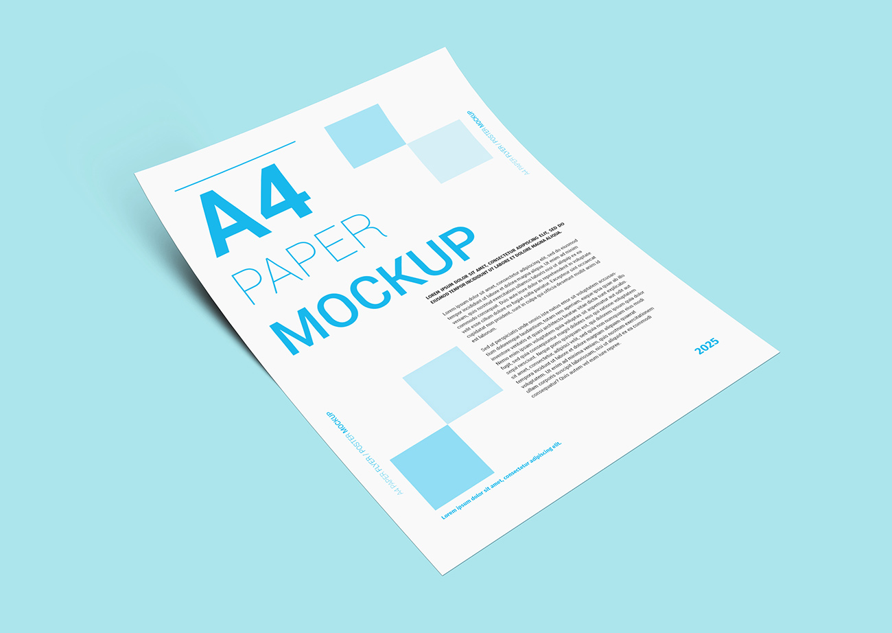 Mockup giấy A4 , tài liệu PSD mẫu 026