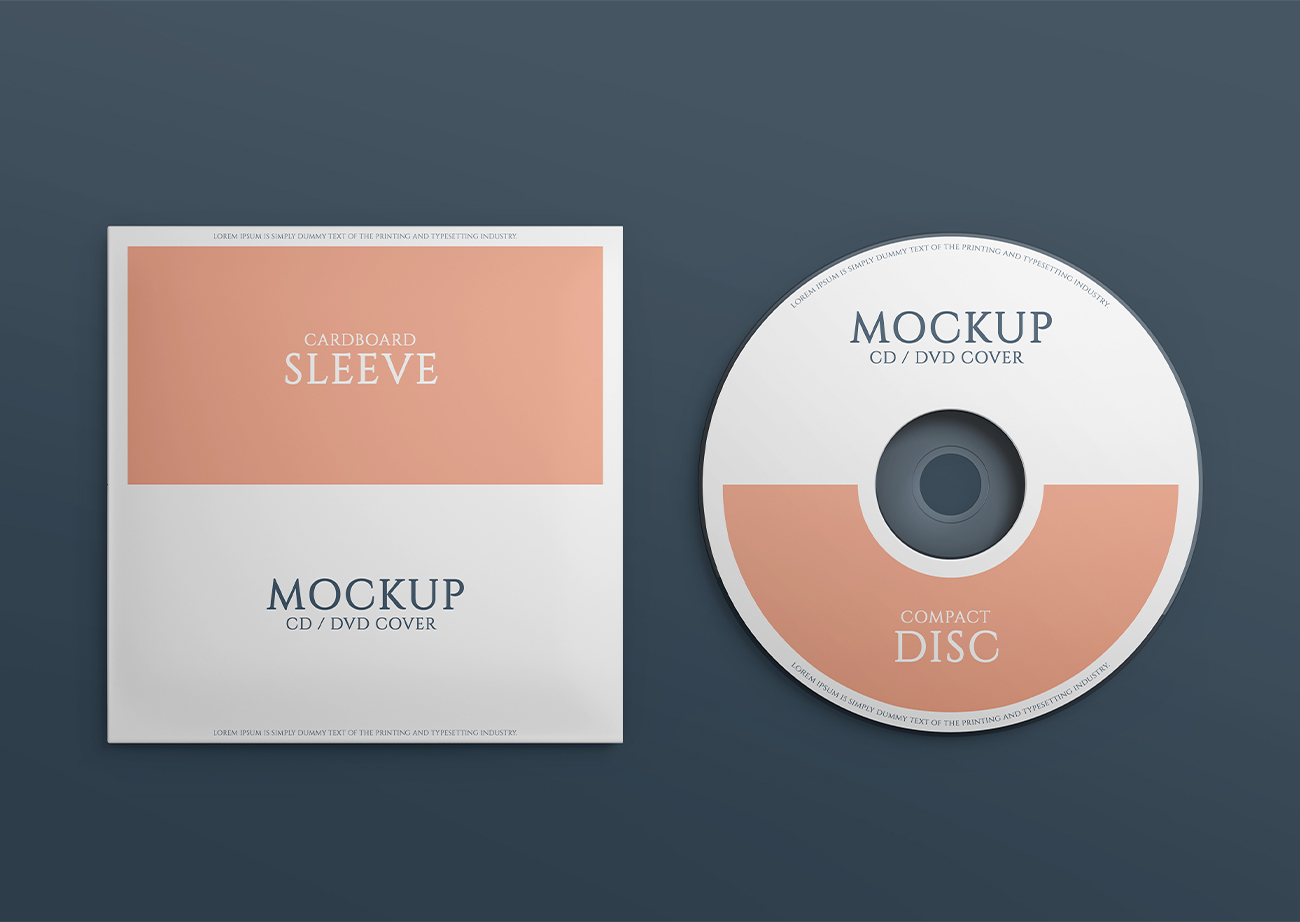 Mockup thiết kế bìa đĩa CD nền xanh tím PSD