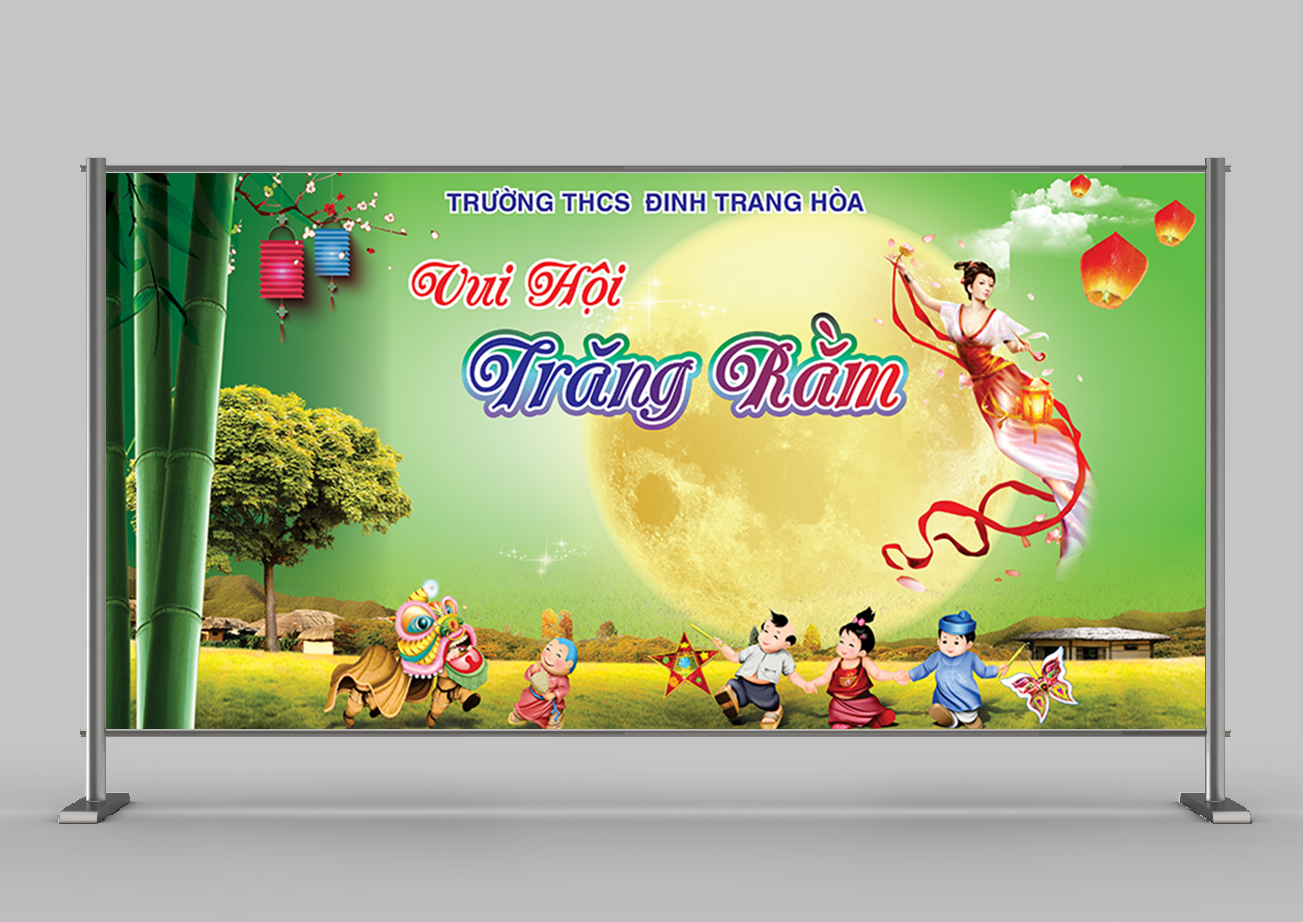 Background trung thu, trăng rằm nền xanh lá nhạt cho Corel