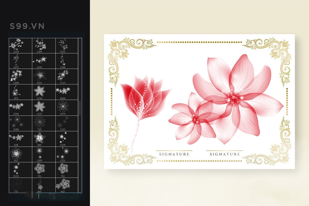 Bộ brush hiệu ứng vẽ hoa sen cho photoshop