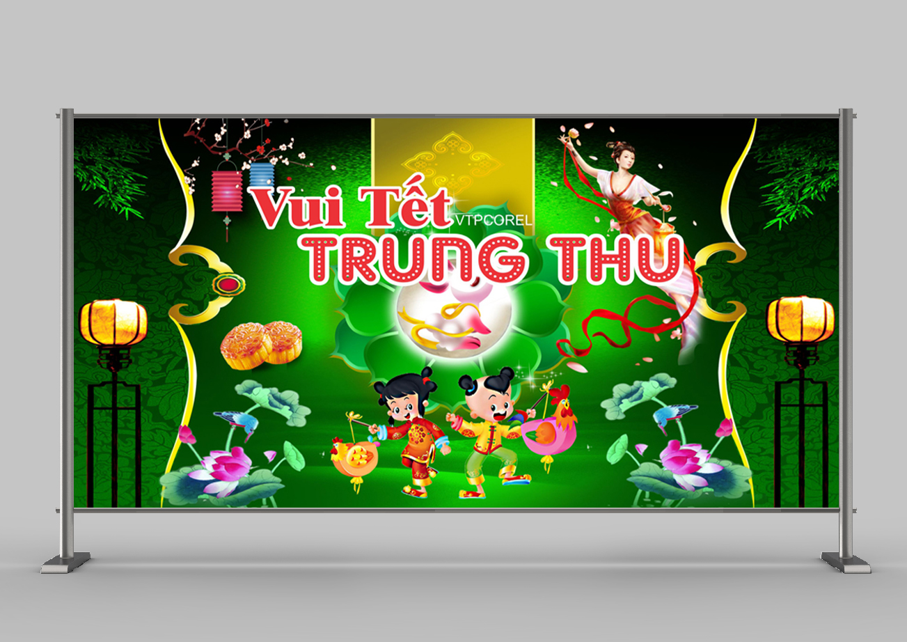 Background trung thu, trăng rằm cho trẻ nền màu xanh cho Corel