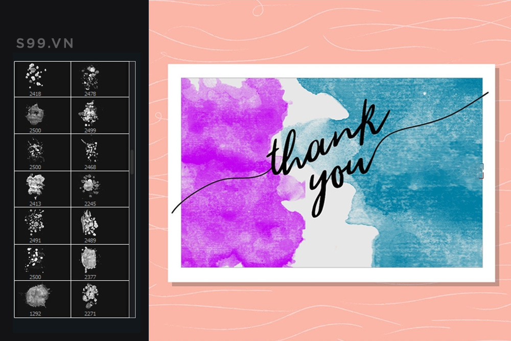 Bộ brush hiệu ứng màu nước cho photoshop