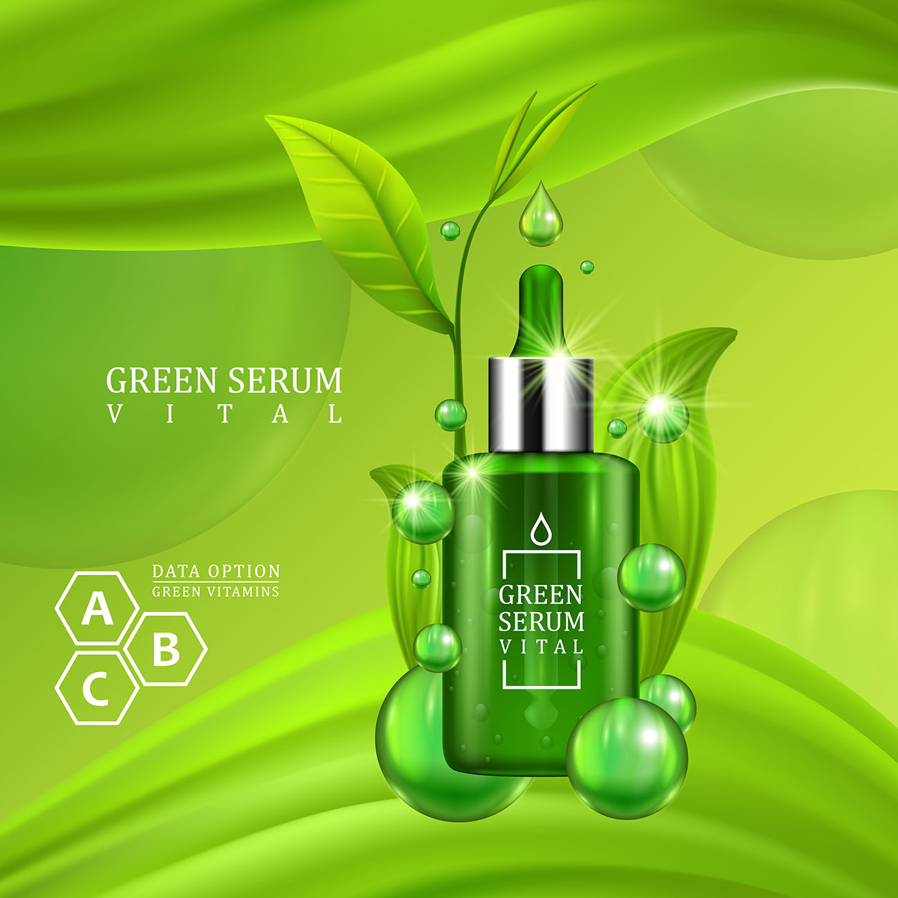 Banner thiết kế serum làm đẹp da, thiên nhiên, 3D