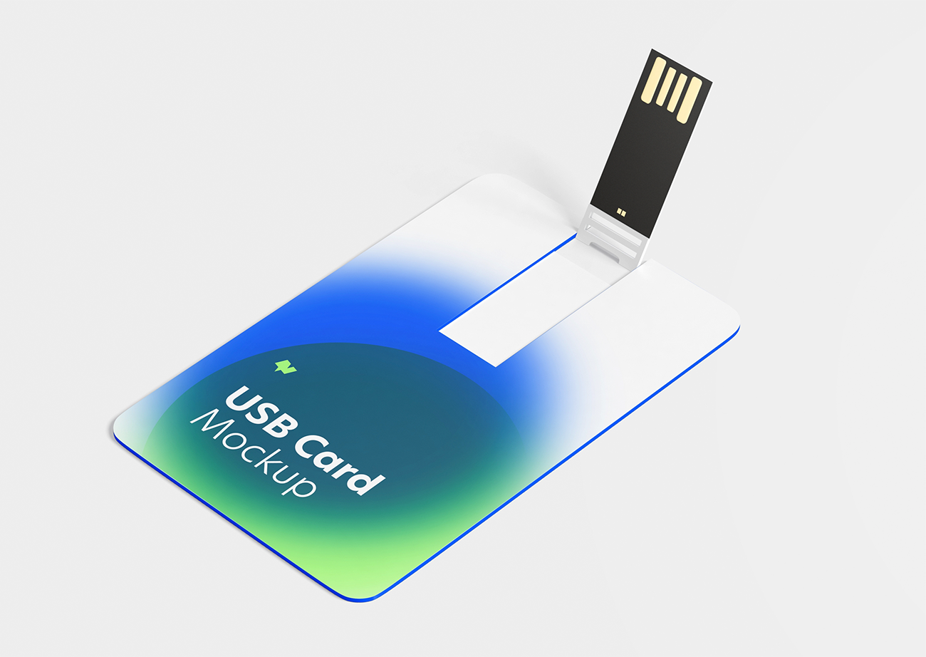 Mockup bộ đôi thẻ nhớ màu đen cad trắng USB PSD