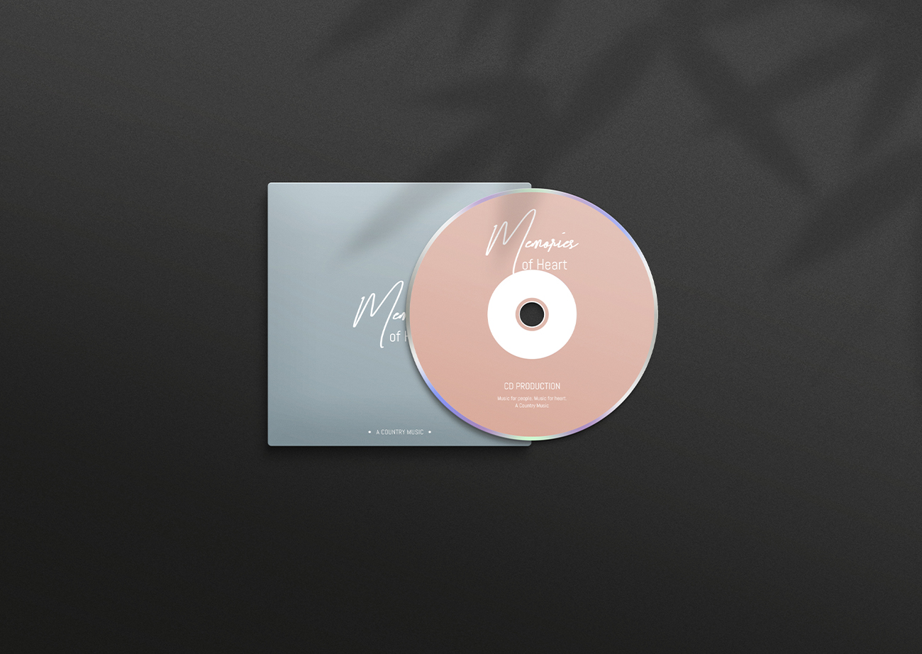 Mockup thiết kế bìa đĩa CD/DVD nền đen PSD