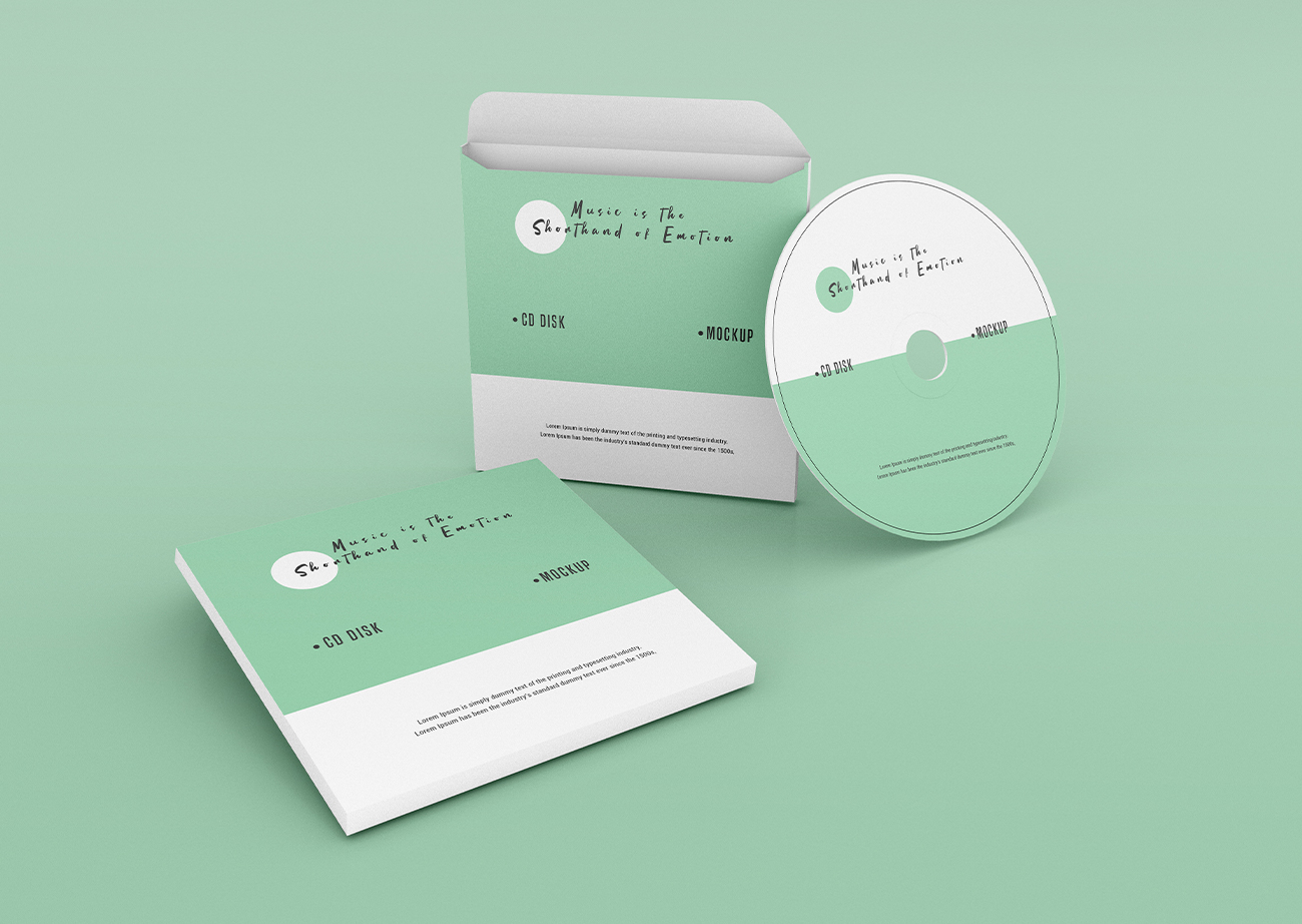 Mockup thiết kế bìa đĩa CD nền xanh lơ  PSD