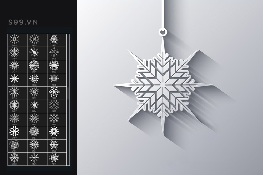 Bộ brush hiệu ứng hình vẽ bông tuyết cho photoshop