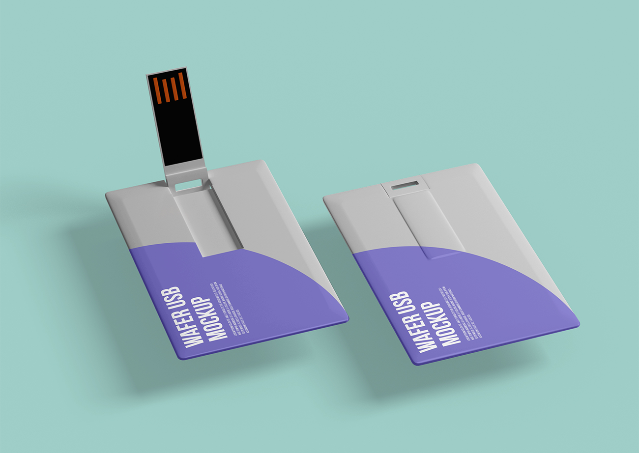 Mockup thẻ nhớ dữ liệu USB màu đen PSD