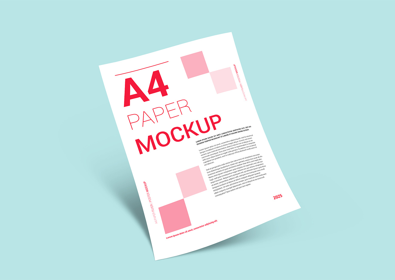 Mockup giấy A4 , tài liệu PSD mẫu 054