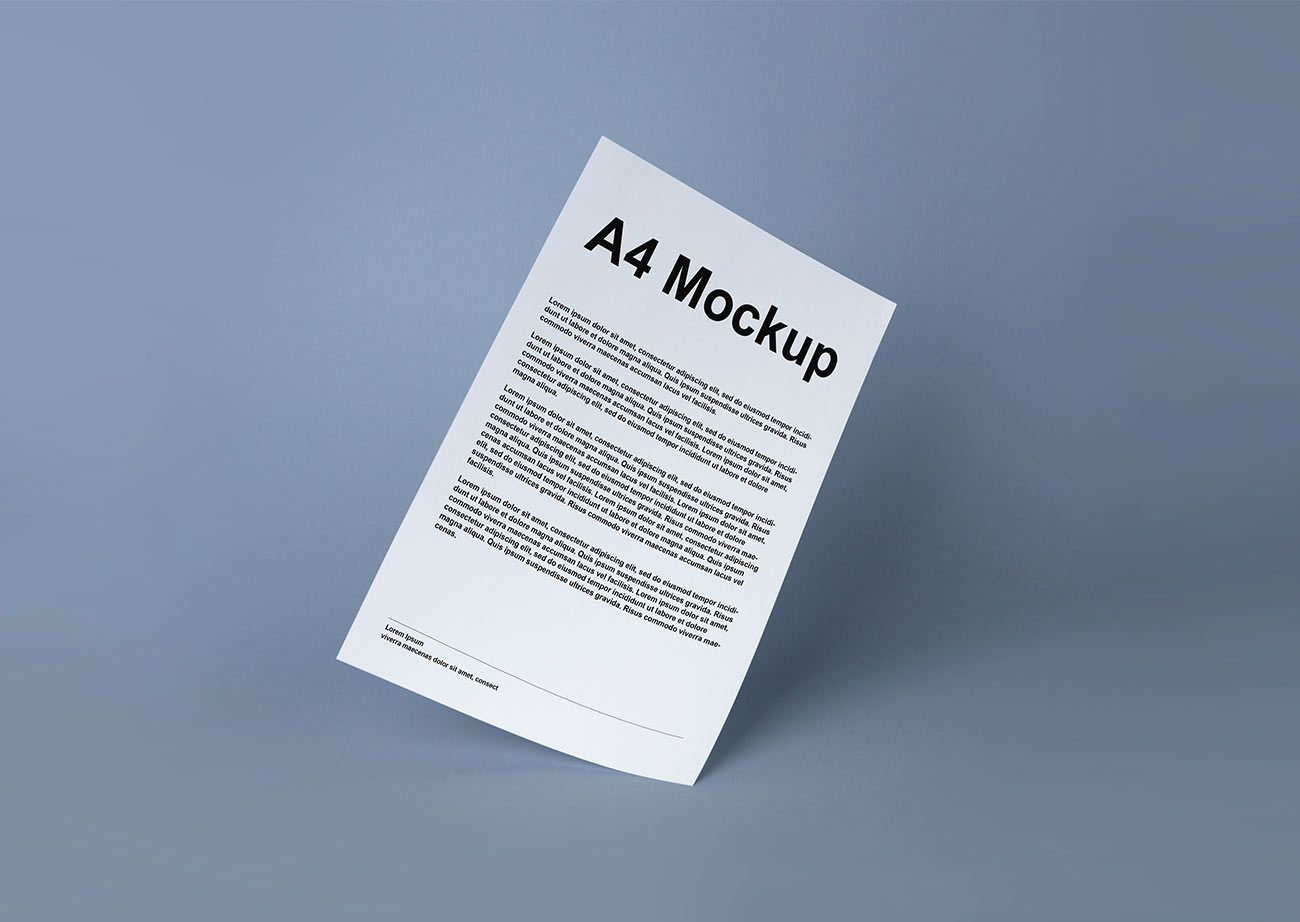 Mockup giấy A4 , tài liệu PSD mẫu 079