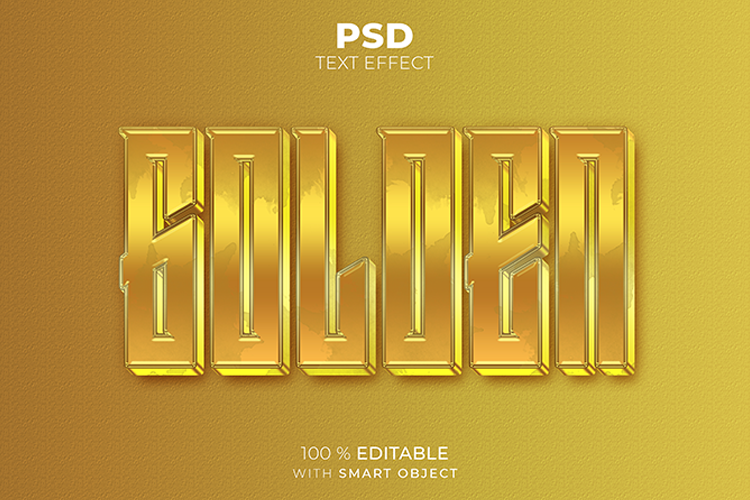 Hiệu ứng chữ 3D PSD màu vàng gold sang trọng