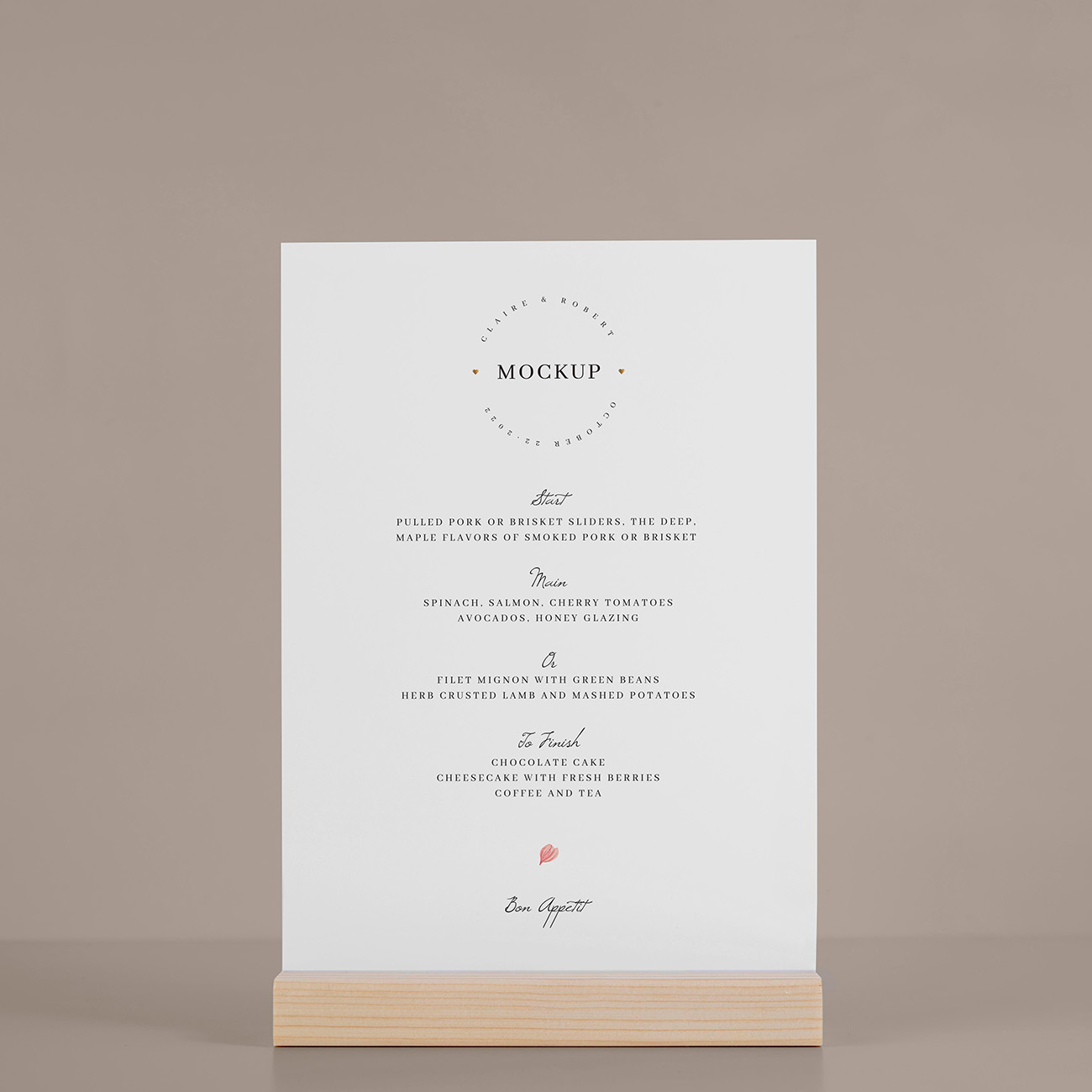 Mockup phối cảnh menu để bàn màu trắng file PSD