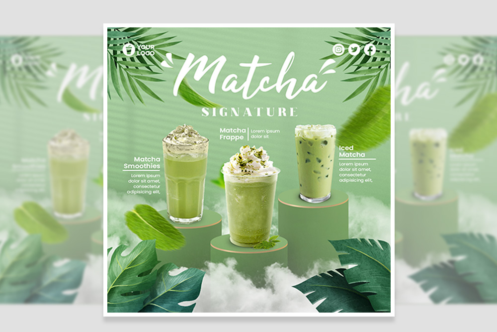 Banner quảng cáo bộ 3 sản phẩm từ trà xanh matcha