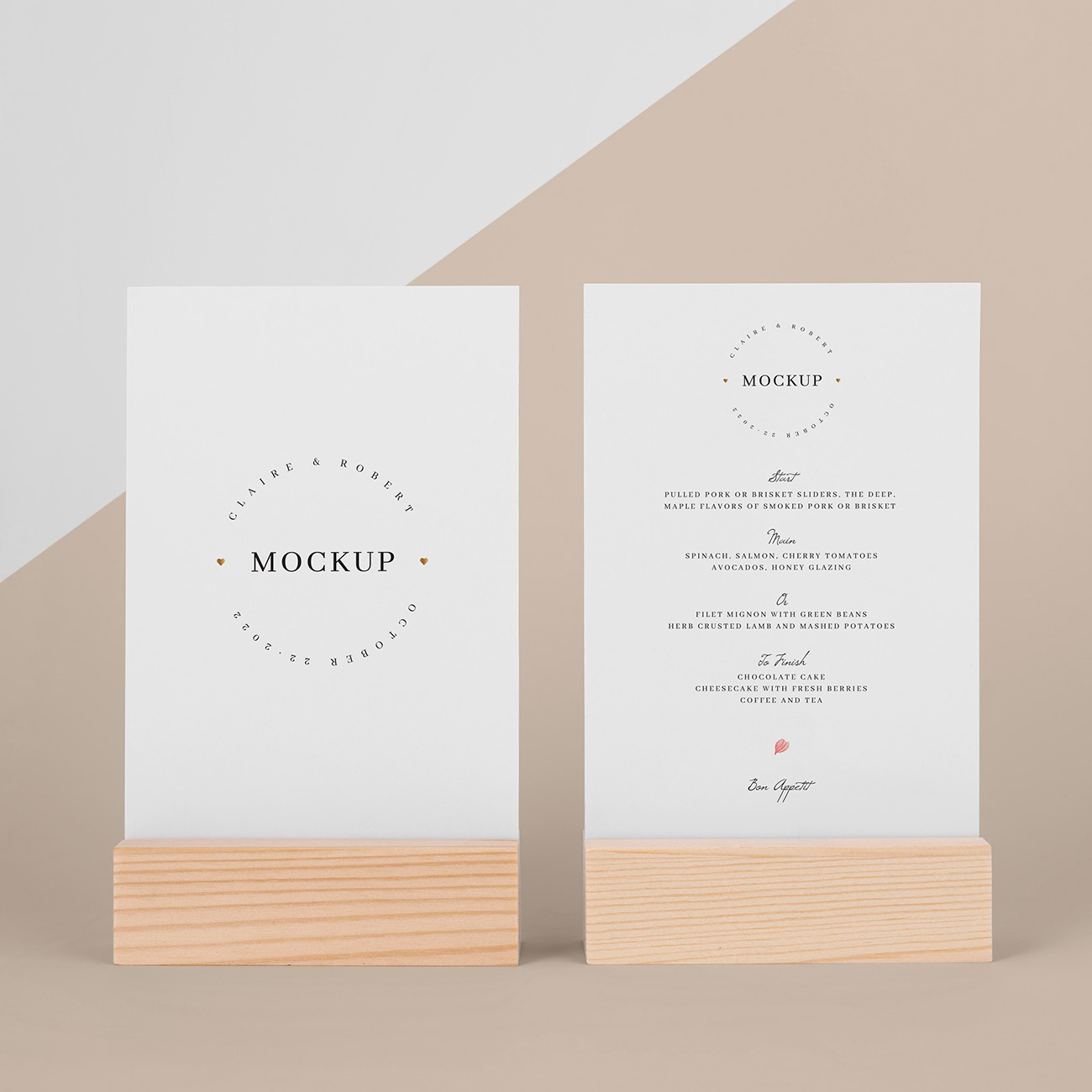 Mockup phối cảnh menu để bàn màu trăng file PSD