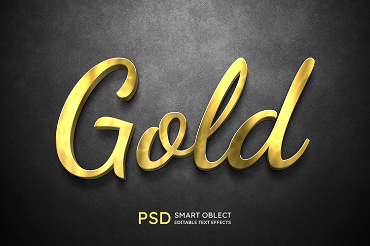 Hiệu ứng chữ 3D PSD màu vàng gold sang trọng