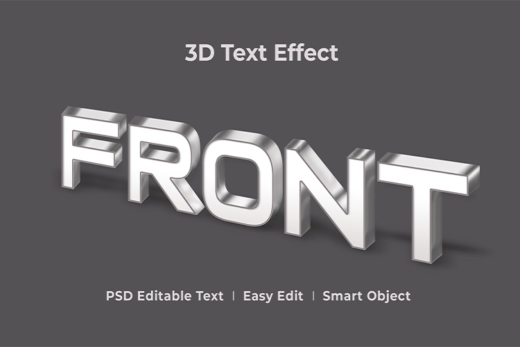 Hiệu ứng chữ 3D PSD màu trắng xám