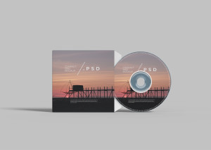 Mockup thiết kế bìa đĩa CD âm nhạc nền hồng nhạt PSD