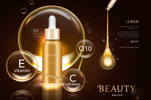 Mẫu quảng cáo serum làm đẹp thành phần vitamin