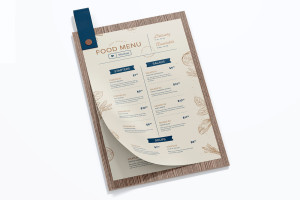 Mockup phối cảnh menu để bàn file PSD