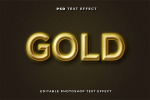 Hiệu ứng chữ 3D PSD màu vàng gold sang trọng