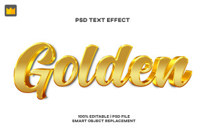 Hiệu ứng chữ 3D PSD màu vàng gold sang trọng