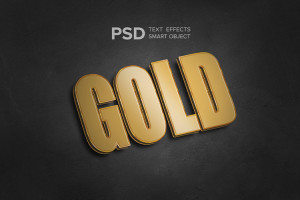 Hiệu ứng chữ 3D PSD màu vàng gold