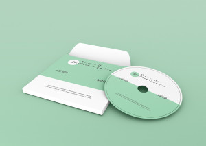 Mockup thiết kế bìa đĩa CD nền xanh lơ  PSD