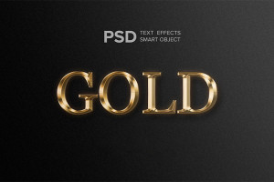 Hiệu ứng chữ 3D PSD trắng vàng đồng