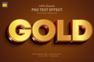 Hiệu ứng chữ 3D PSD chữ màu gold