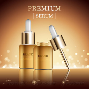 Banner quảng cáo Serum cao cấp  màu đông cam, hiệu ứng ánh sáng