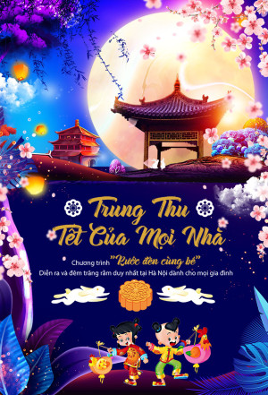 Mẫu thiết kế Poster trung thu tết đoàn viên Photoshop