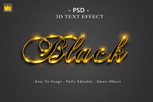 Hiệu ứng chữ 3D PSD màu vàng gold sang trọng