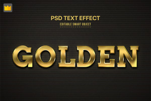 Hiệu ứng chữ 3D PSD màu vàng gold hiện đại