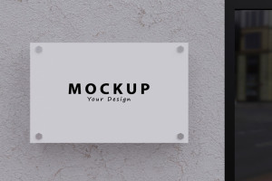 Mockup biển hiệu công ty, biển quảng cáo logo treo tường PSD