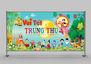 Background trung thu, trăng rằm nền màu xanh dương cho Corel