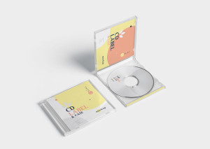 Mockup thiết kế bìa đĩa CD và hộp đĩa PSD