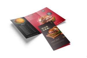 Mockup phối cảnh menu nhà hàng sang trọng file PSD